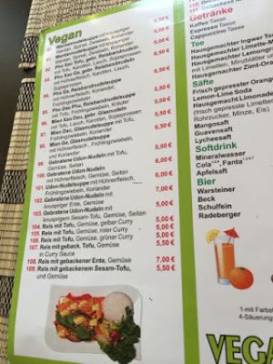 Vegan menue at Vegan Express in Leipzig