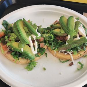 Sopes at Oasis Vegetarian Cafe in Riverside