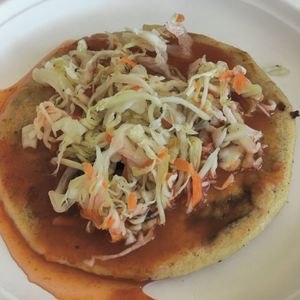 Pupusas / spinach & v cheese at Oasis Vegetarian Cafe in Riverside