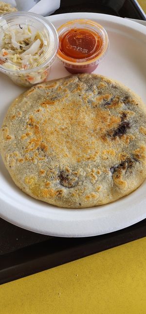 Bean and cheese pupusa at Oasis Vegetarian Cafe in Riverside