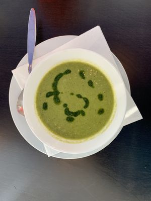 Pea soup starter, very yummy!!  at Die Küche in Brno