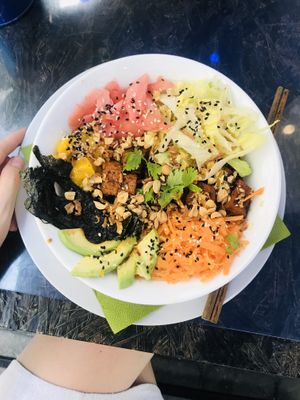 weekly special - poke bowl with tofu salmon at Die Küche in Brno