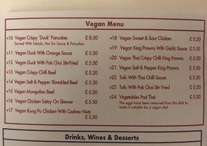 Vegan Menu at Hey Hey in Deal