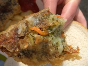 Sausage close-up at Robertson's Chips Away in Whitby