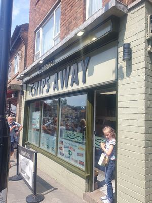Shop front at Robertson's Chips Away in Whitby