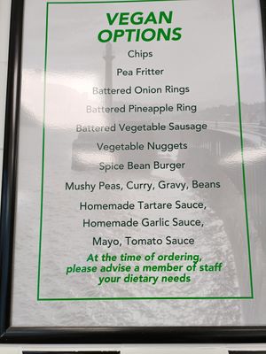 Great vegan options at Robertson's Chips Away in Whitby