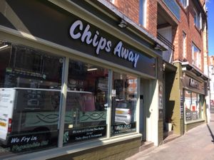 outside  at Robertson's Chips Away in Whitby