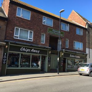 outside  at Robertson's Chips Away in Whitby