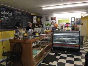 bakery cases at Mockingbird Cafe & Bakery in Christiansburg