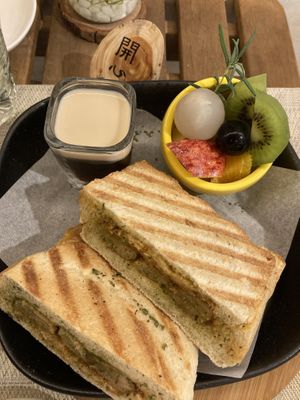 Lion’s mane mushroom & tofu skin panini (信心帕尼尼：猴菇旦) at LN Fortunate Coffee 幸福咖啡 - Fengyuan District in Taichung