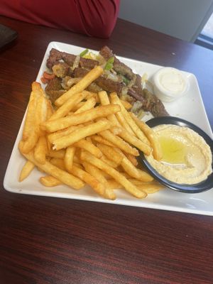 Vegan swarmma with fries and hummus   at Chef Moussa in Peoria