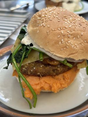 Chickpea burger  at Jonny Aldana in Barcelona
