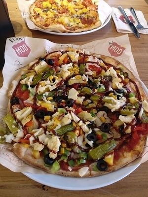 All the vegetables... at Mod Pizza in London