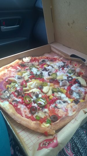 Vegan pizza with toppings galore  at Mod Pizza in Gateshead