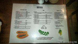 Menu at Atmosphere at Atmosphere in Siem Reap