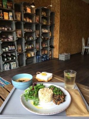 Almoço Vegan 
Caldo Verde 
Feijão preto com Arroz integral
Infusão de Hortelã e Gengibre at Espaco Portal in Maia