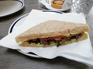 Tramezzino Poesia: affettato vegetale, melanzane, noci, rucola e maionese veg at Pasticceria Da Angelo in Selvazzano Dentro
