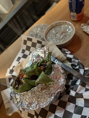 Burrito and the hummus dip!  at 86 This in Ellsworth