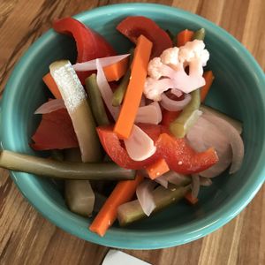 House pickled vegetables  at 86 This in Ellsworth