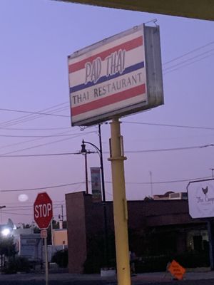 Sign outside Pad Thai restaurant  at Pad Thai Thai Restaurant in Lemoore