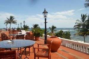 The view outside at The Poya Day Vegan Buffet in Mount Lavinia