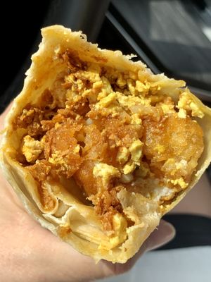 2022.APRIL20- Vegano Breakfast Burrito CHEF FORGOT tomato,onion,cilantro,none to be found. BEGINNING   at La Charrita in Santa Clarita