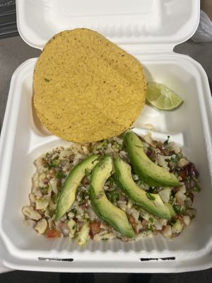 “Tostada de ceviche-coliflor”   at La Charrita in Santa Clarita