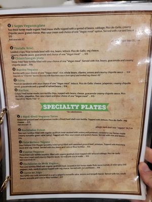 Menu at La Charrita in Santa Clarita