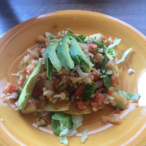 Vegan ceviche on a tostada at La Charrita in Santa Clarita