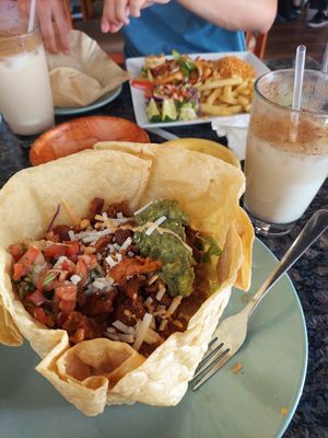 Vegan Tostada Bowl - So crispy! at La Charrita in Santa Clarita