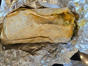 Vegan loaded breakfast burrito at La Charrita in Santa Clarita