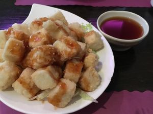 Agedashi Tofu with tempura sauce appetizer at Grace Japanese Sushi in Ocala