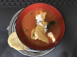 Tomato soup at Saudavel in Manizales