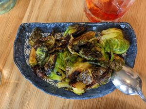 Roasted Brussels Sprouts with lemon and maple (to die for) at Assaggini in Mornington
