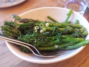 This was sauteed broccolini and asparagus with garlic. I can't remember the price but it was about $13-14 at Assaggini in Mornington