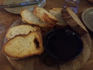 Warm bread, olive oil and balsamic - $10 at Assaggini in Mornington