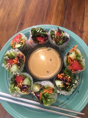 Fresh spring rolls  at Bee Vegan in Chiang Mai