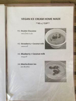 ice cream menu at Bee Vegan in Chiang Mai