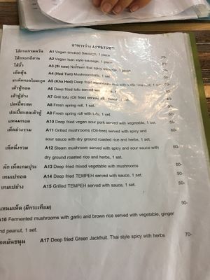 Menu first page at Bee Vegan in Chiang Mai