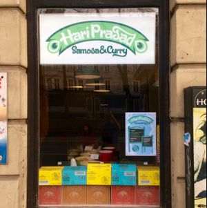 Window at Hariprasad Samosa & Curry in Krakow