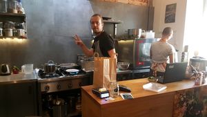 the crew! at Hariprasad Samosa & Curry in Krakow