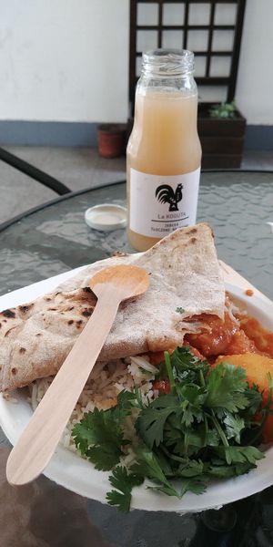 Curry with rice and chapati  at Hariprasad Samosa & Curry in Krakow