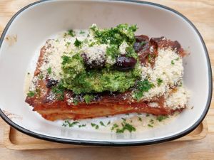 Lasagne met knolselder at Knol & Kool Bistro & Superet in Ghent