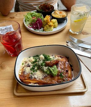 the lasagna (great!) and the stew (also great!)  at Knol & Kool Bistro & Superet in Ghent