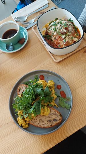 Tofu scramble and lasagne at Knol & Kool Bistro & Superet in Ghent