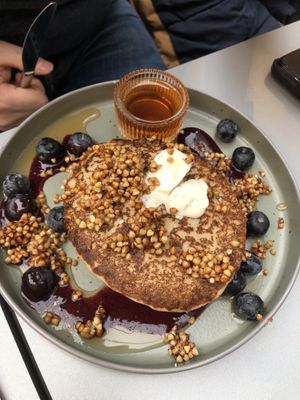 American pancakes with a salty nut butter #Veganuary at Knol & Kool Bistro & Superet in Ghent