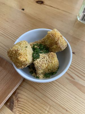 Vegan cheese croquettes  at Knol & Kool Bistro & Superet in Ghent