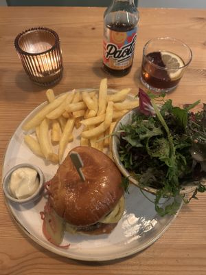 Delicious tempeh cheeseburger!   at Knol & Kool Bistro & Superet in Ghent
