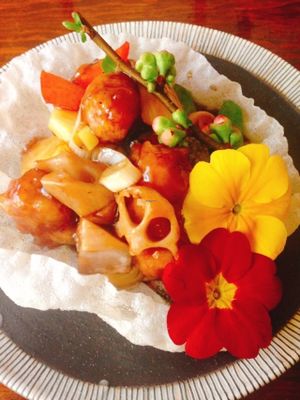 Black sweet saur soy meat at Saizencyuka anzu in Nagoya