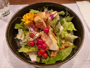 Sesame tofu salad (recommended as a starter, the sesame is great) at Saizencyuka anzu in Nagoya